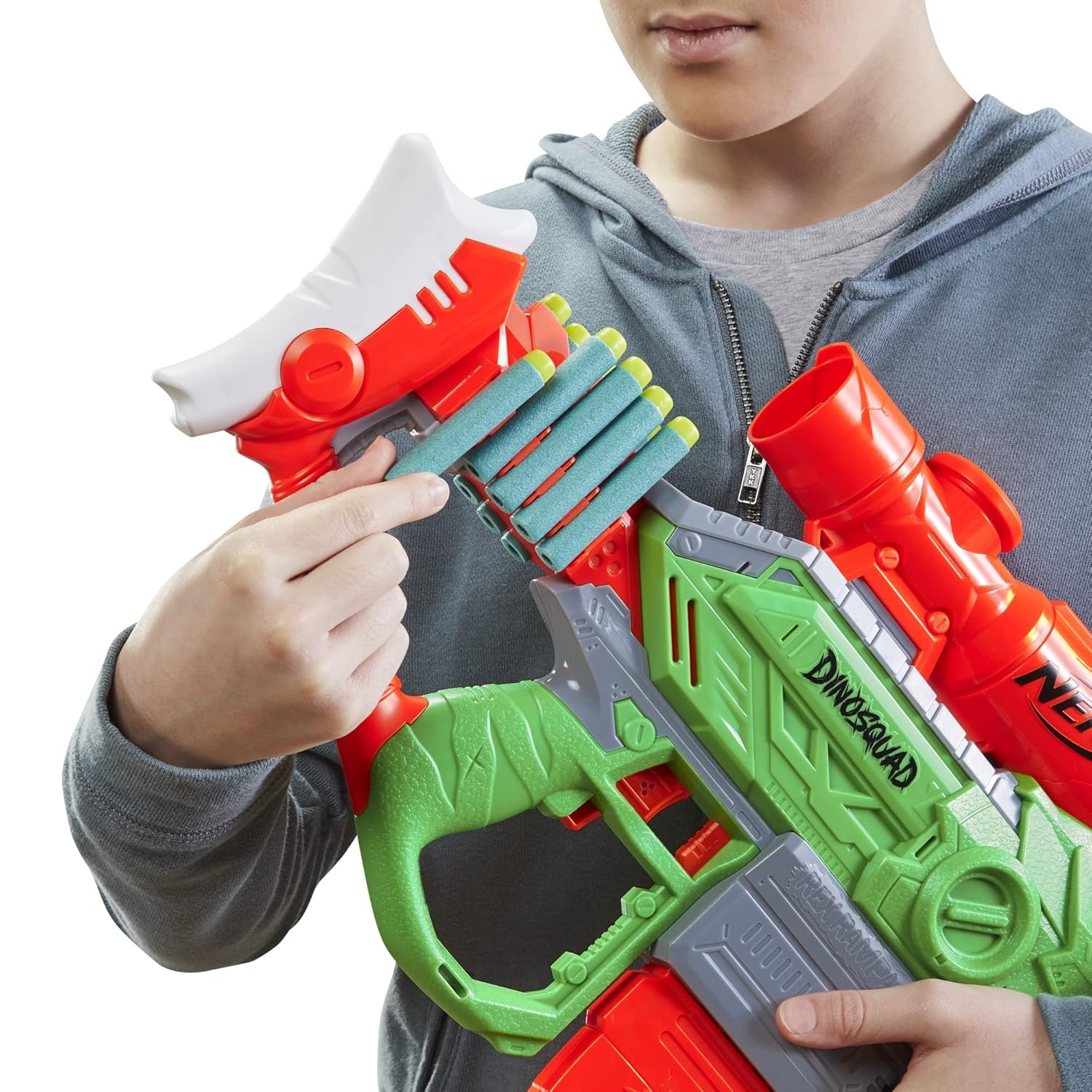 Nerf DinoSquad Rex-Ramp, Motorized Dart Blaster, 10-Dart Clip, 20 Official Nerf Darts, 10-Dart StorAge, T-Rex Dinosaur Design