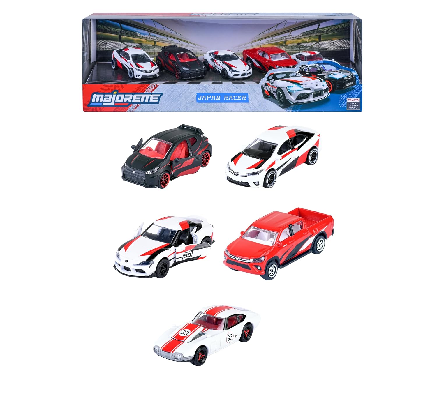 Majorette Japan Racer 5 Pieces Gift Pack, Licensed Toyota Models for Collectors and Kids