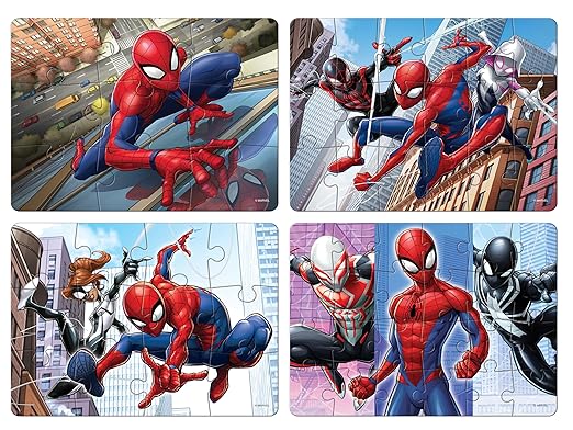 Frank Spider-Man 4 Puzzles in 1, Set of 4 Jigsaw Puzzles, 63 Pieces Each