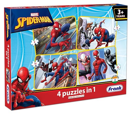 Frank Spider-Man 4 Puzzles in 1, Set of 4 Jigsaw Puzzles, 63 Pieces Each