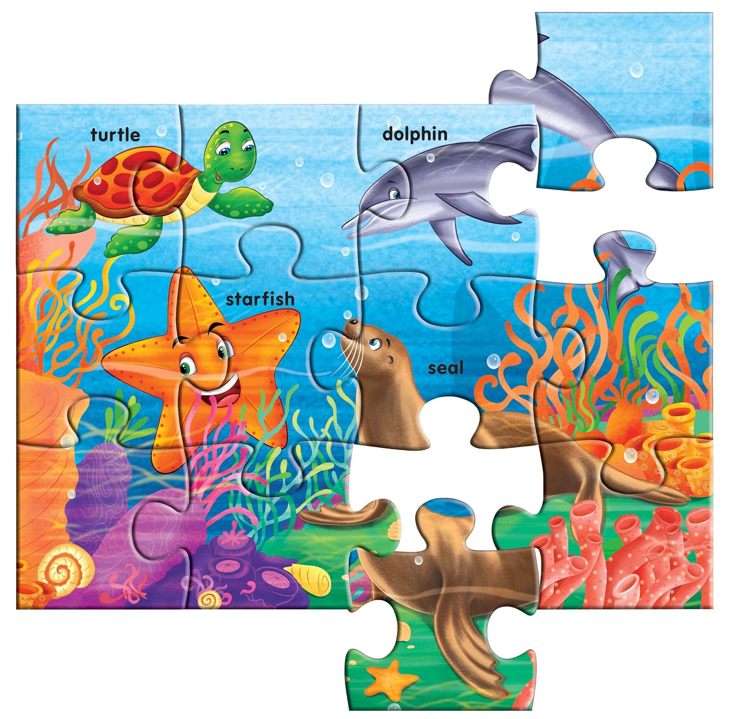 Creative's Creative Educational Aids - Early Puzzles Step 2 Sea Animals, Multicolor