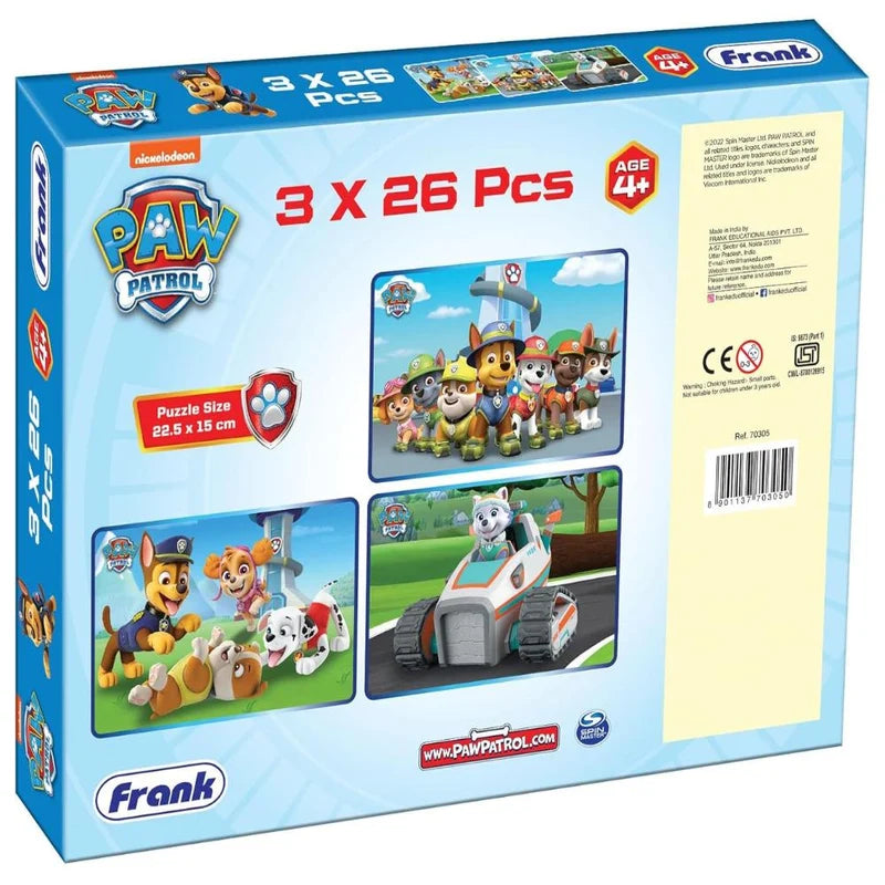 Frank Paw Patrol 3 in 1 Jigsaw Puzzle (26 Pieces)