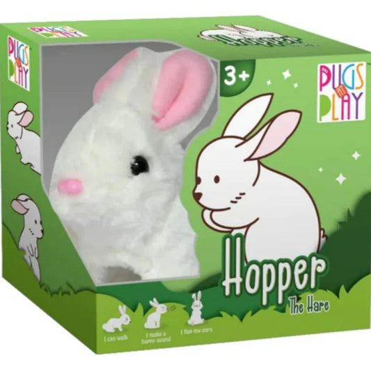 Rowan Fuzzbuzz Hopper the Hare Walking Rabbit with Sound, Plushie
