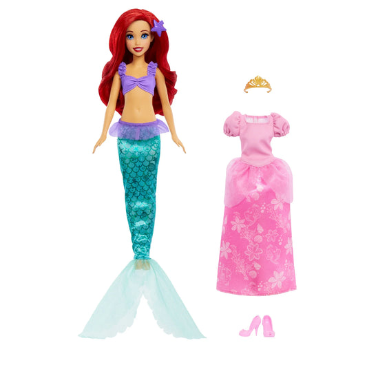 Disney Princess Ariel 2-in-1 Mermaid to Princess Doll with 2 Fashions and Accessories Inspired by the Disney Movies