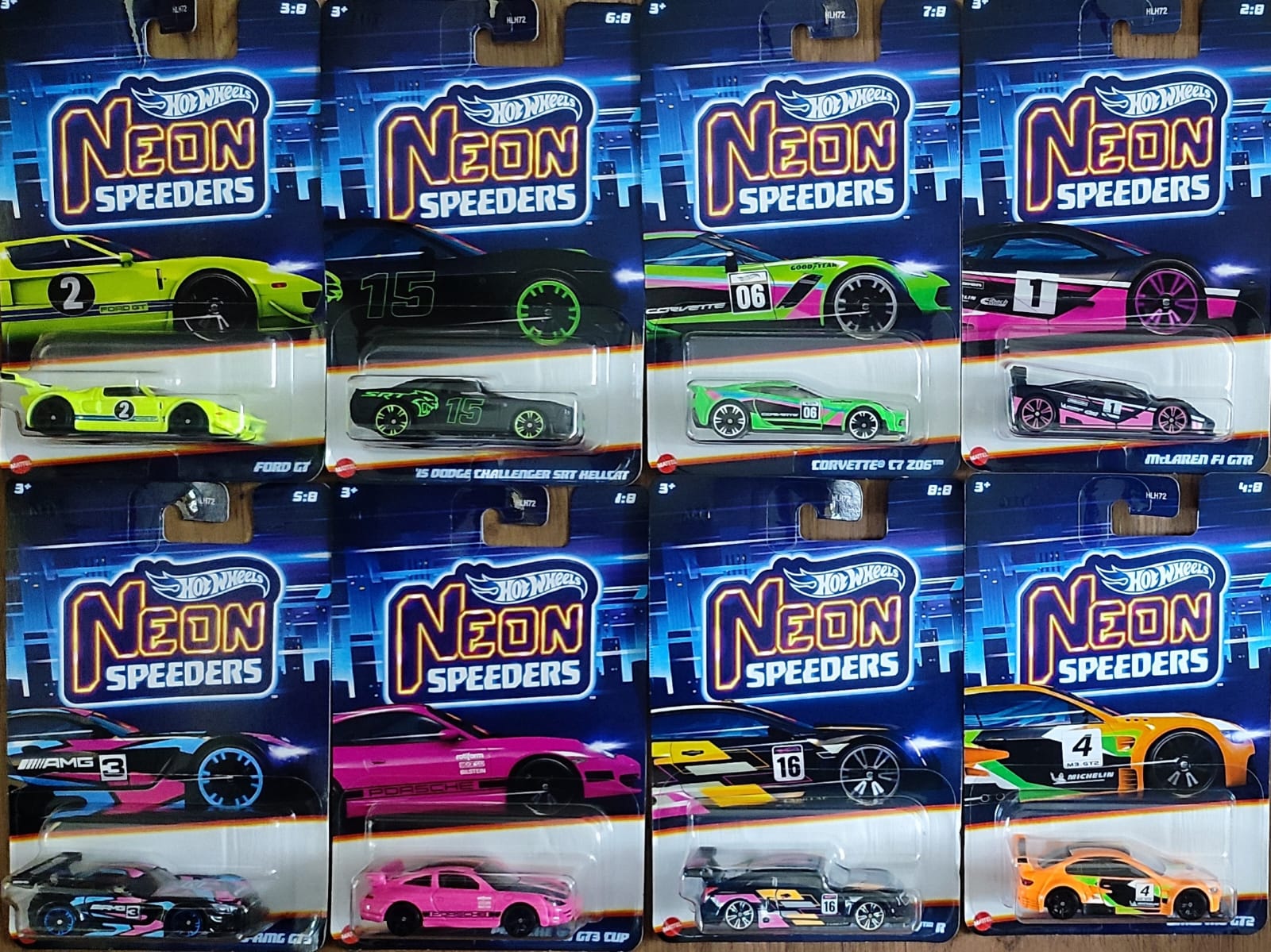 Hot Wheels 2025 Neon Speeders HLH72 - Set of 8 Diecast Car
