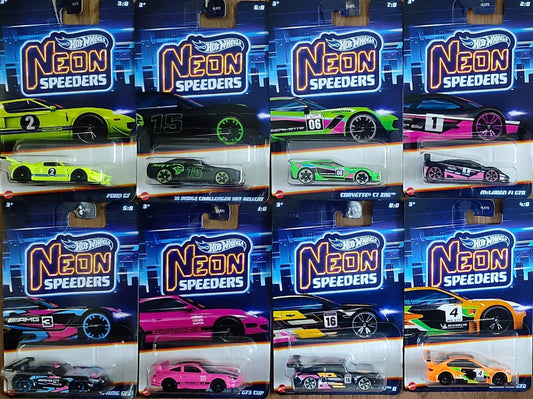 Hot Wheels 2025 Neon Speeders HLH72 - Set of 8 Diecast Car
