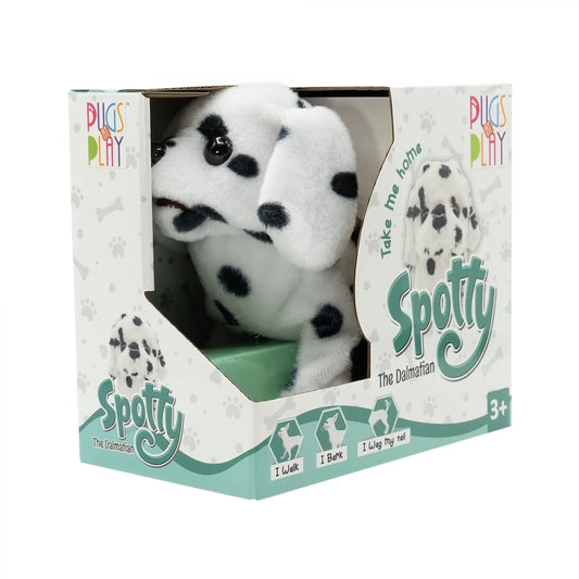 Rowan Fuzzbuzz Ms. Spotty Walking Dog Stuffed Toy, Cute Plushie