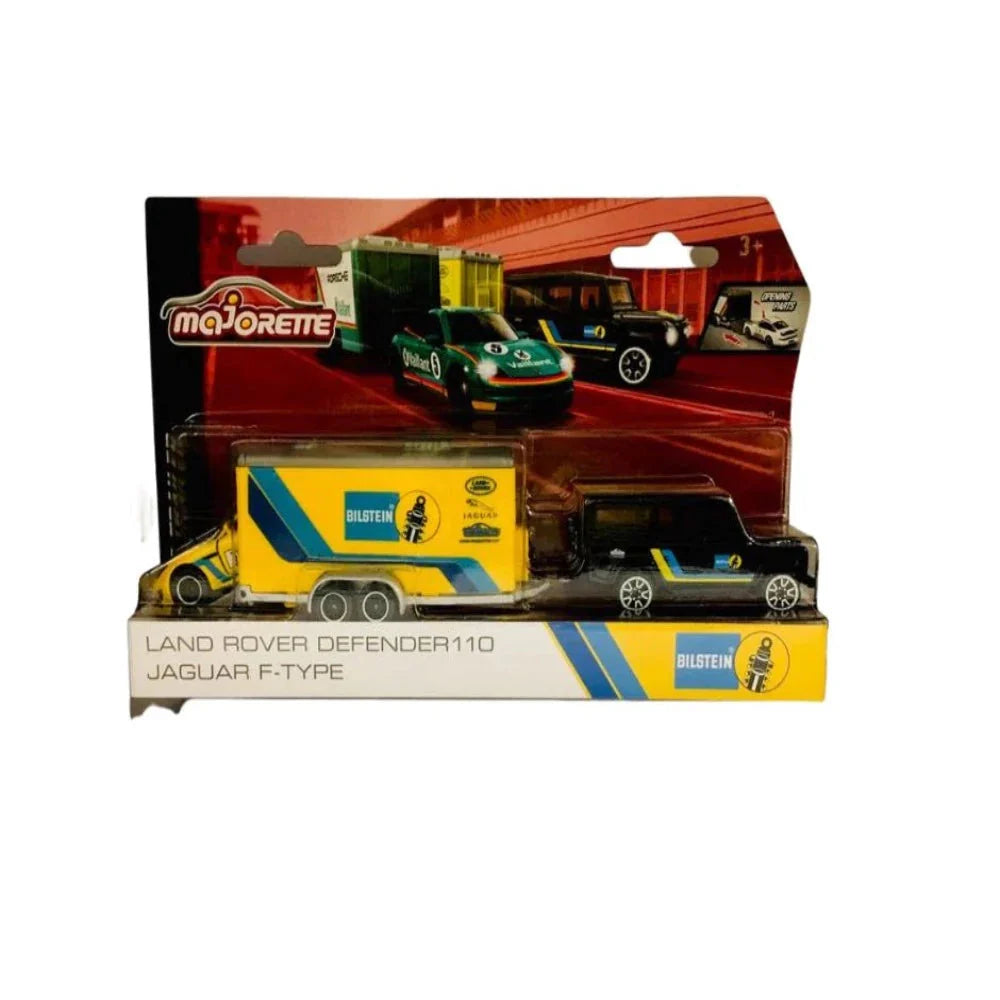 Majorette Race Trailer Series - Land Rover Defender 110 Jaguar F-Type