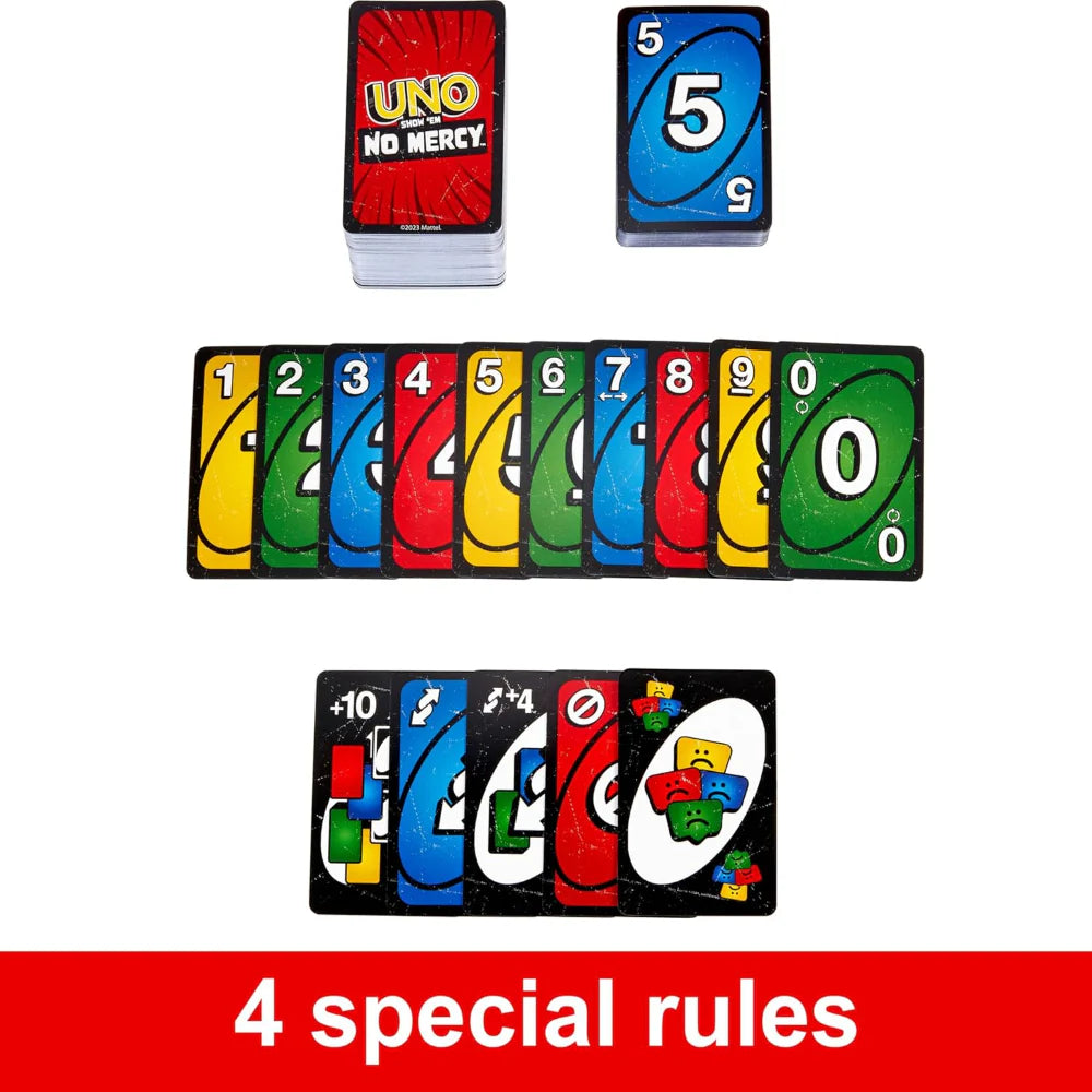 Mattel Games UNO Show ‘em No Mercy Card Game for Kids, Adults & Family Parties