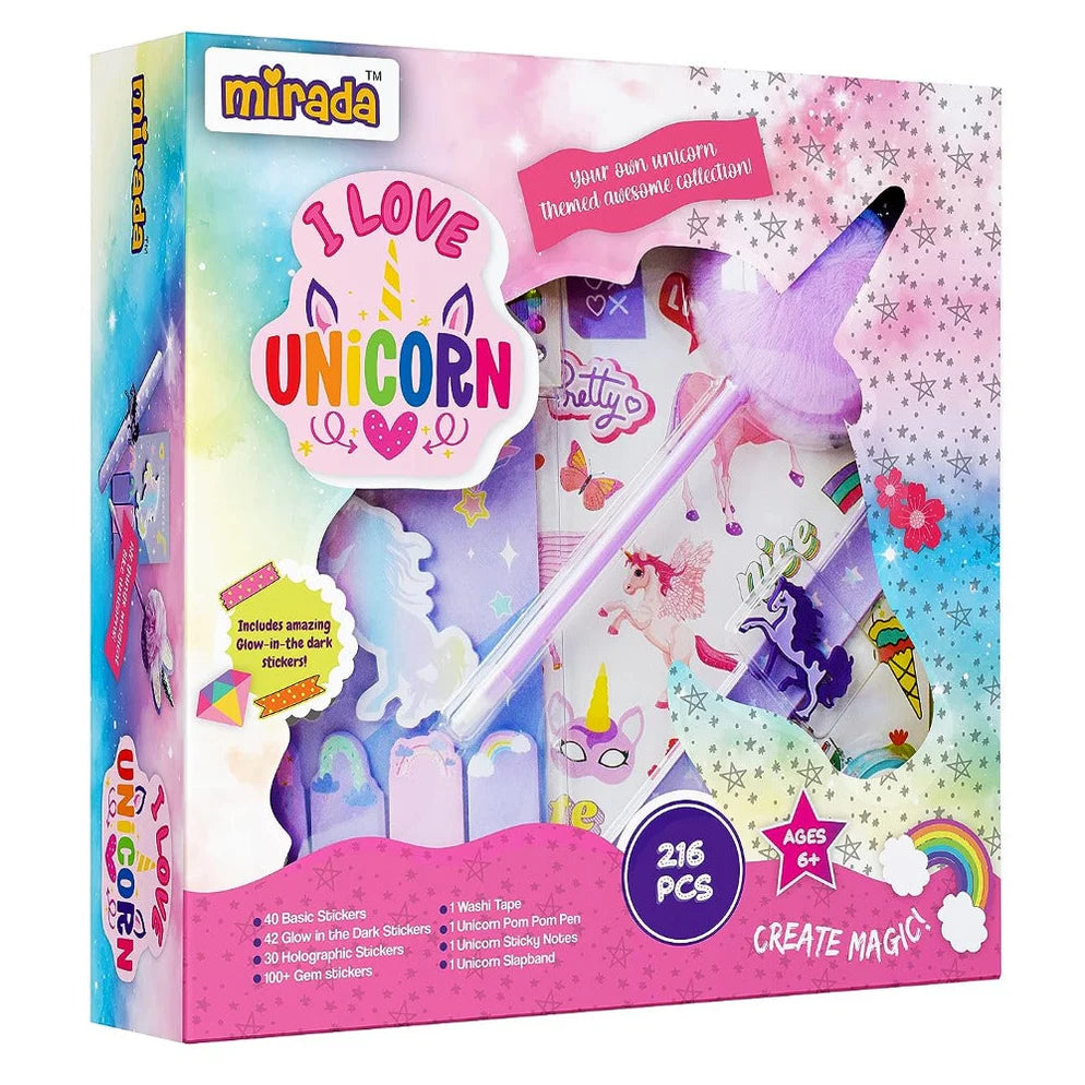 Mirada Art & Crafts, I Love Unicorn includes Glow in the Dark Stickers