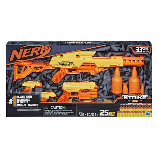 Nerf Alpha Strike Battalion Set - Includes 4 Blasters, 4 Half-Targets, and 25 Official Darts