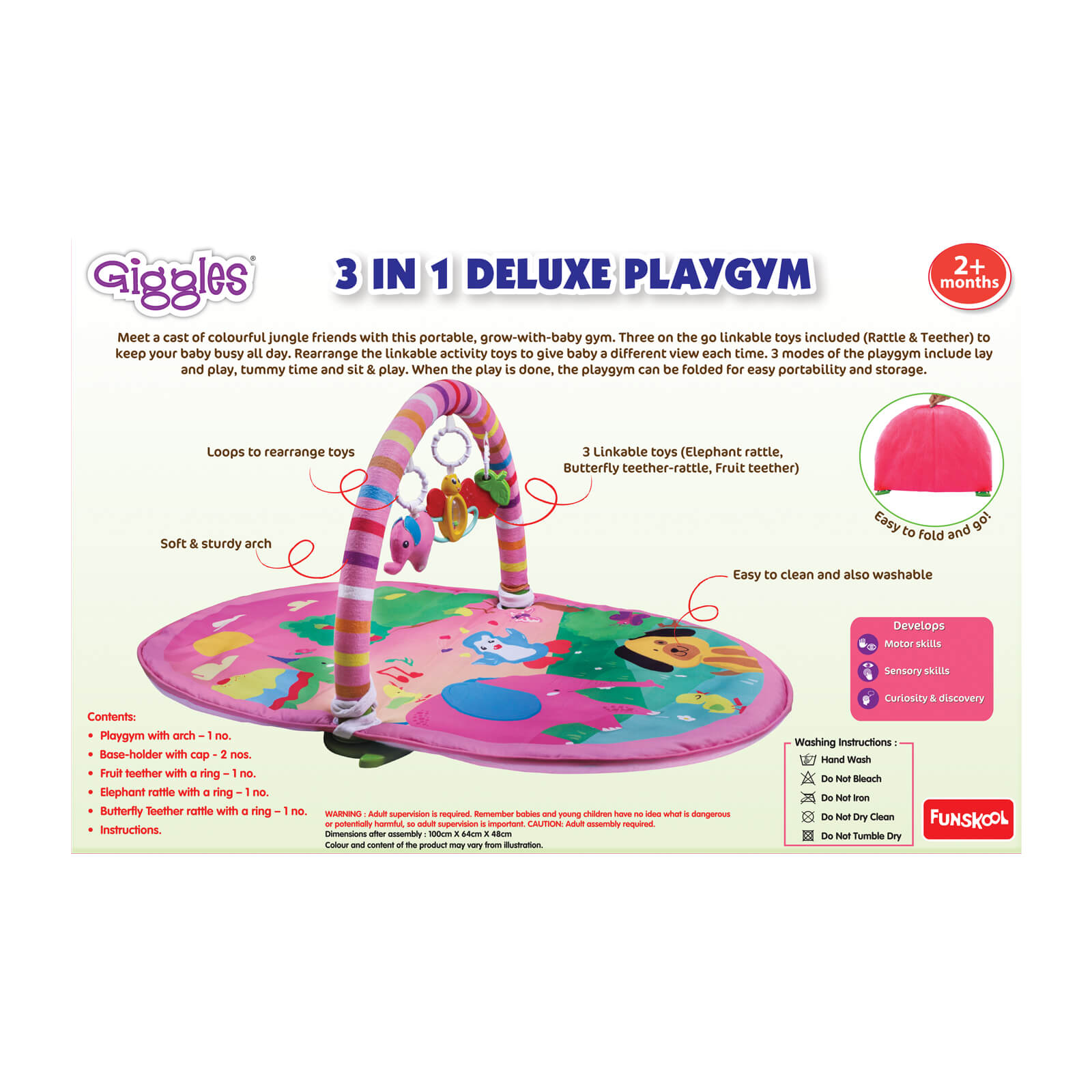 Giggles 3 In 1 Deluxe Play Gym - Pink