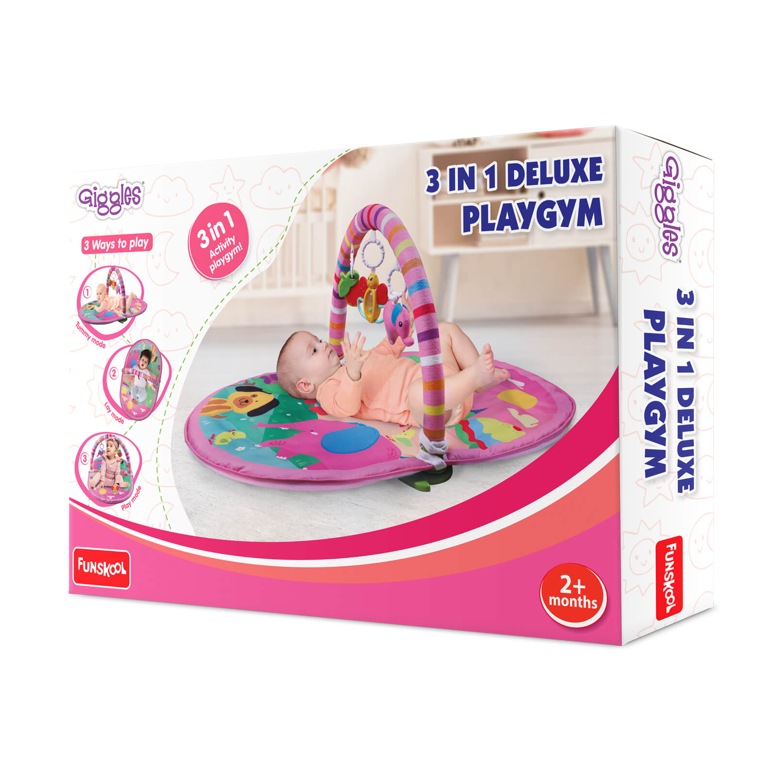 Giggles 3 In 1 Deluxe Play Gym - Pink