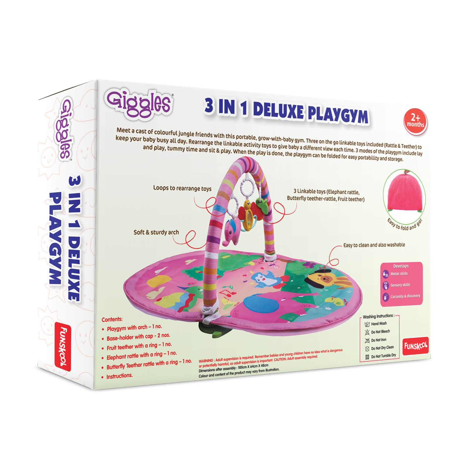 Giggles 3 In 1 Deluxe Play Gym - Pink