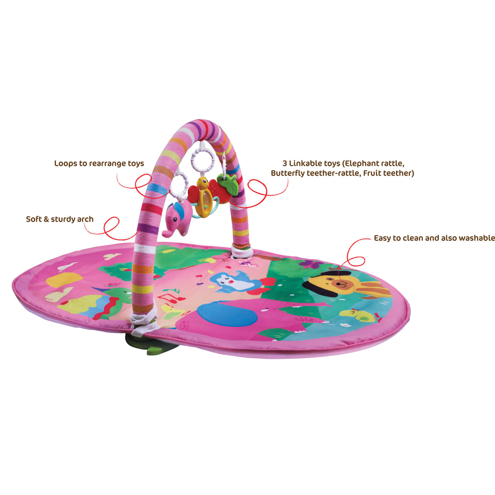 Giggles 3 In 1 Deluxe Play Gym - Pink
