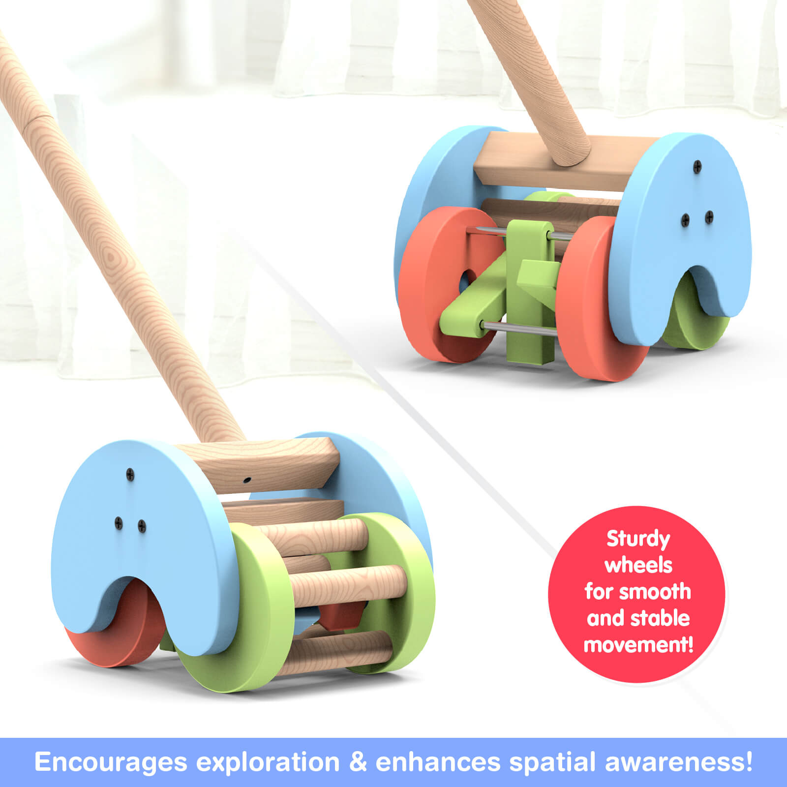 Giggles Rattle Strider Wooden Push Along