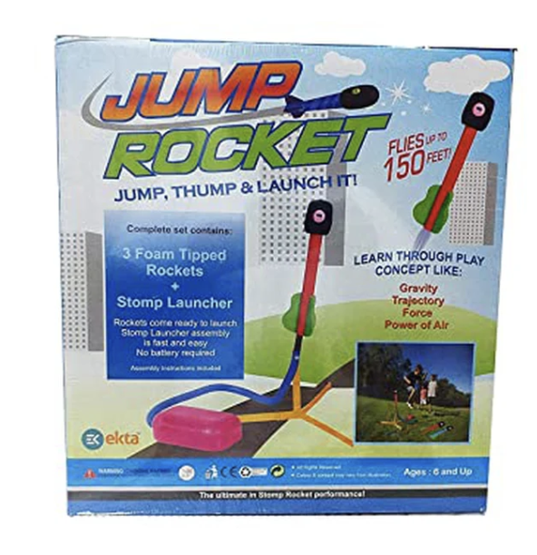 Ekta Jump Rocket Stomp Launcher and 3 Foam Tipped Rockets