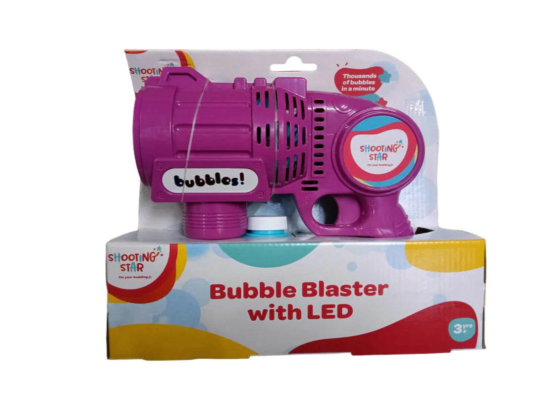 Rowan Bubble Blaster Gun with LED Light & Soap Solution 120 ML, 1000+ Bubbles Per Minute-Purple