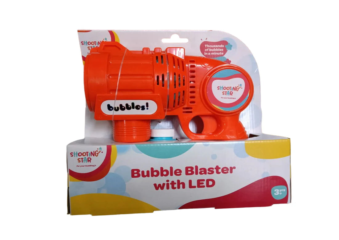 Rowan Bubble Blaster Gun with LED Light & Soap Solution 120 ML, 1000+ Bubbles Per Minute-Orange