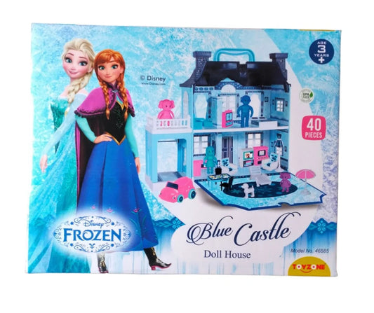 ToyZone Disney Frozen Blue Castle Doll House 40 Pieces Magical Roleplay Toy for Kids