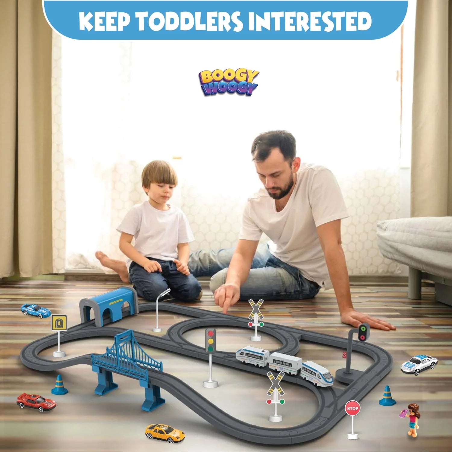 BOOGYWOOGY BHARAT Express, TYPE-C Rechargeable Engine Train Set with Magnetic Tracks - 91 Pcs