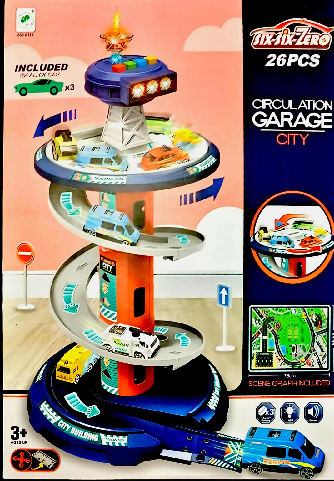Circulation Garage City Playset – Garage, Cars, Tracks, and Elevators for Kids