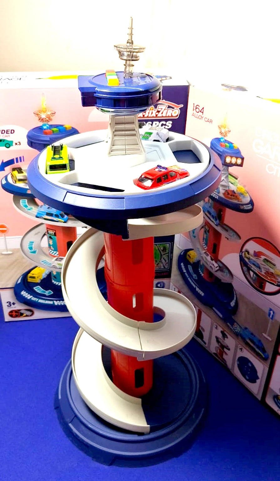 Circulation Garage City Playset – Garage, Cars, Tracks, and Elevators for Kids