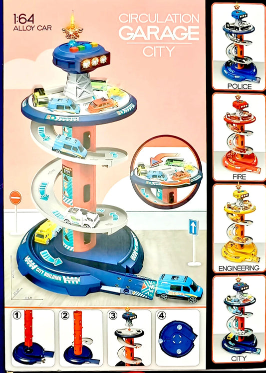 Circulation Garage City Playset – Garage, Cars, Tracks, and Elevators for Kids
