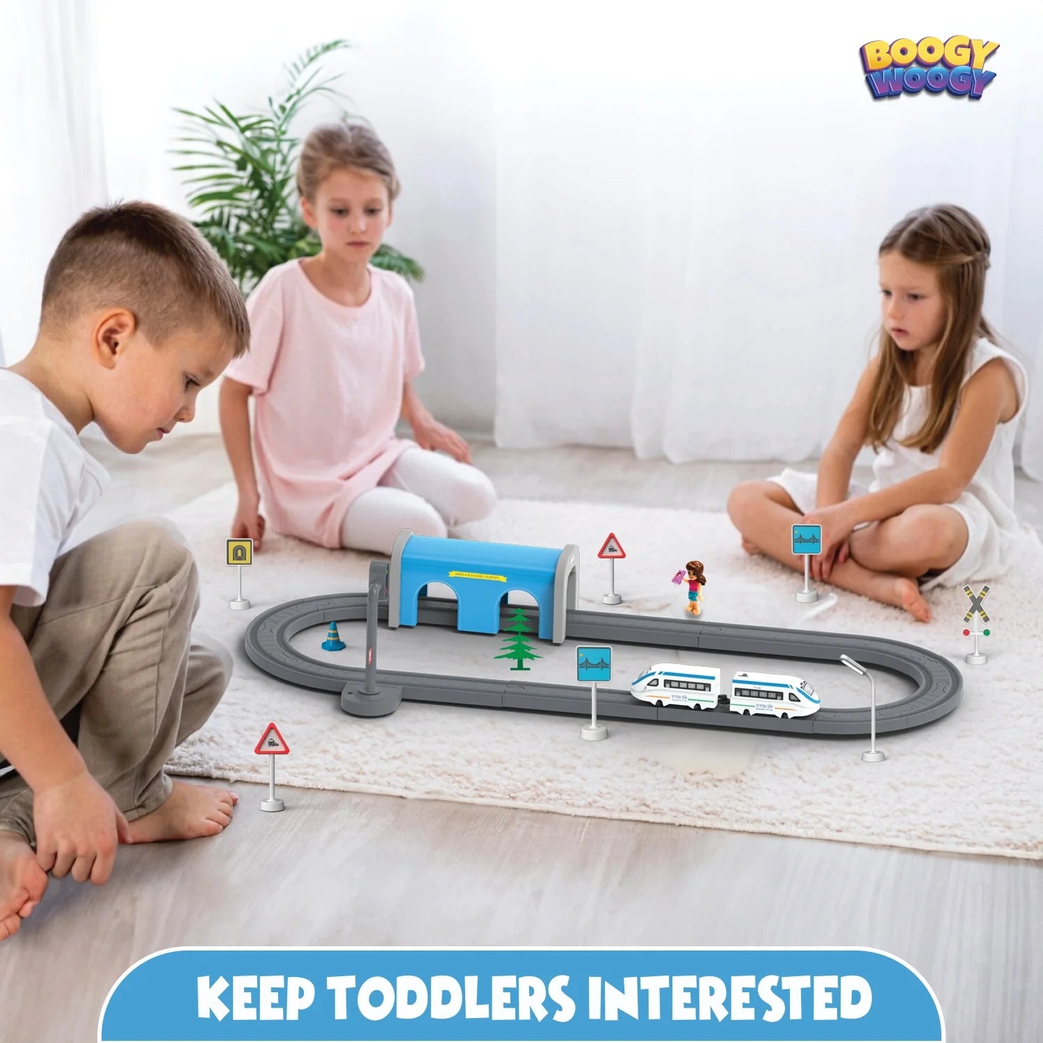 BOOGYWOOGY BHARAT Express, TYPE-C Rechargeable Engine, Train Set with Magnetic Tracks-49 Pcs
