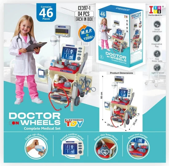 Itoys Doctor on Wheels - Complete Medical Set with Light and Sound
