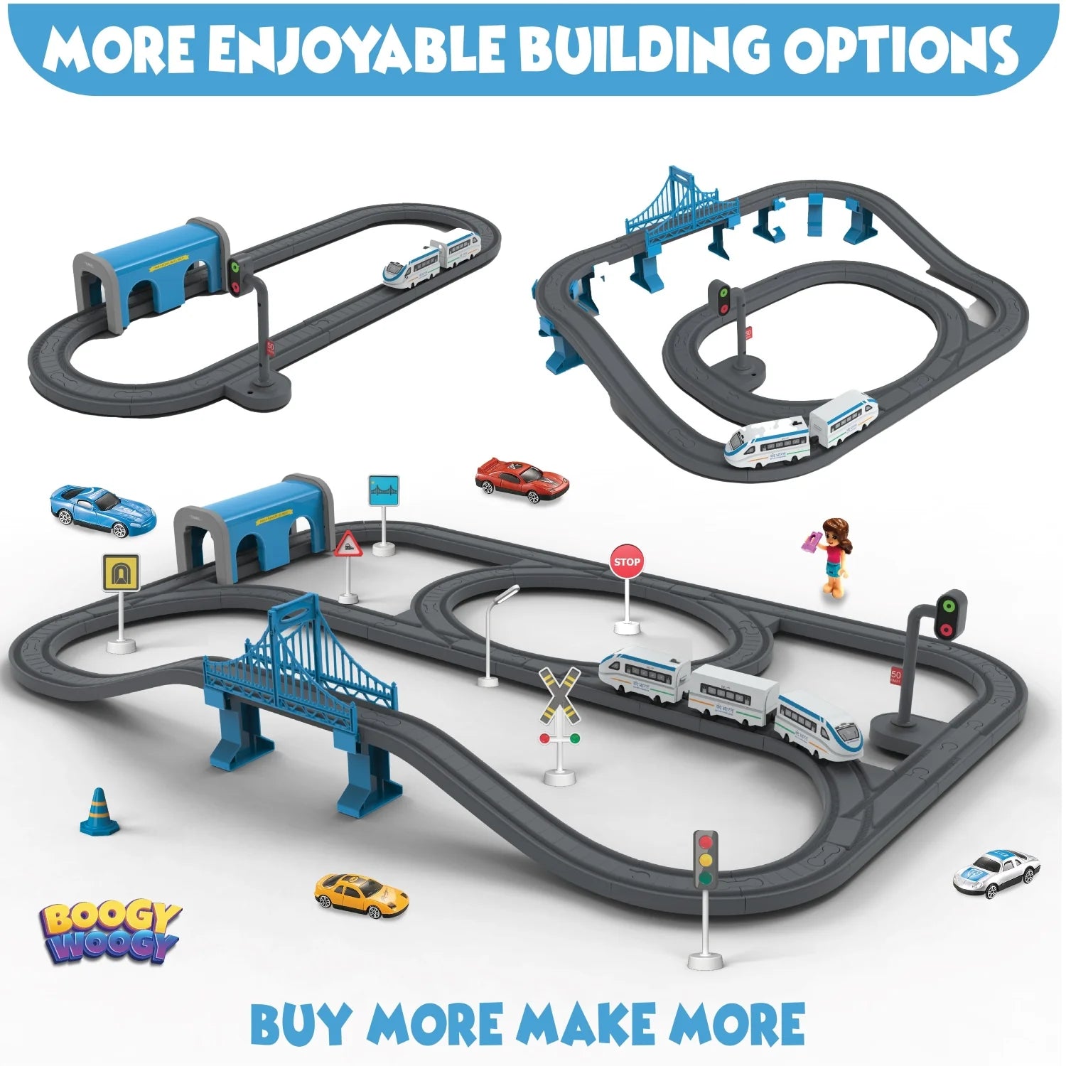 BOOGYWOOGY BHARAT Express, TYPE-C Rechargeable Engine Train Set with Magnetic Tracks - 91 Pcs