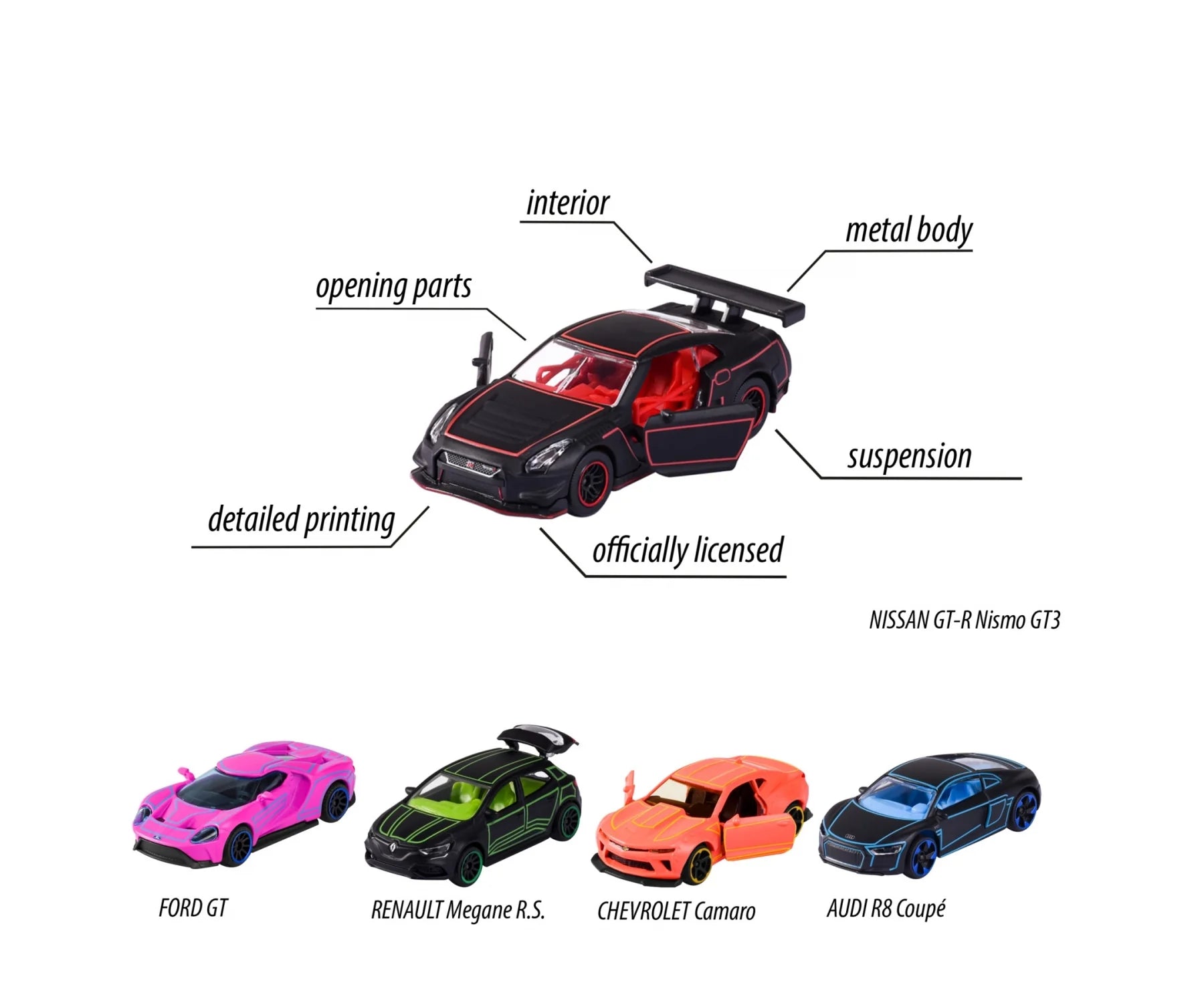 Majorette Light Racer Series 5 Car Giftpack Licensed Diecast Cars