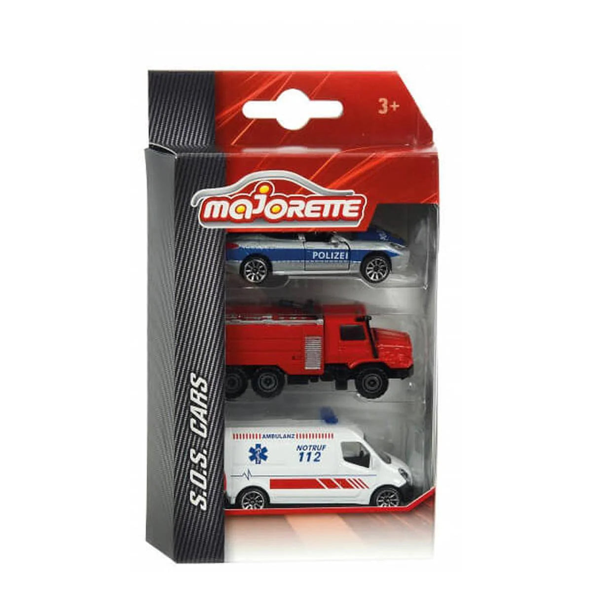 Majorette S.O.S. Car 3 Pieces Set, Random Selection from Assorted Models sets