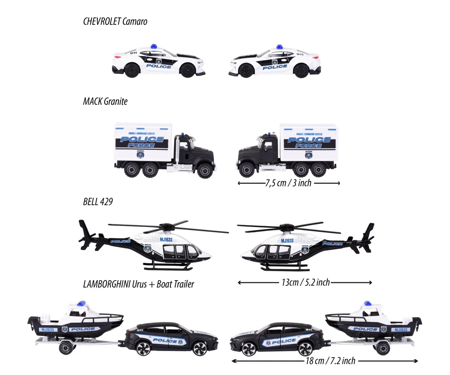 Majorette Police Force 5 Vehicles Giftpack Licensed Diecast Cars