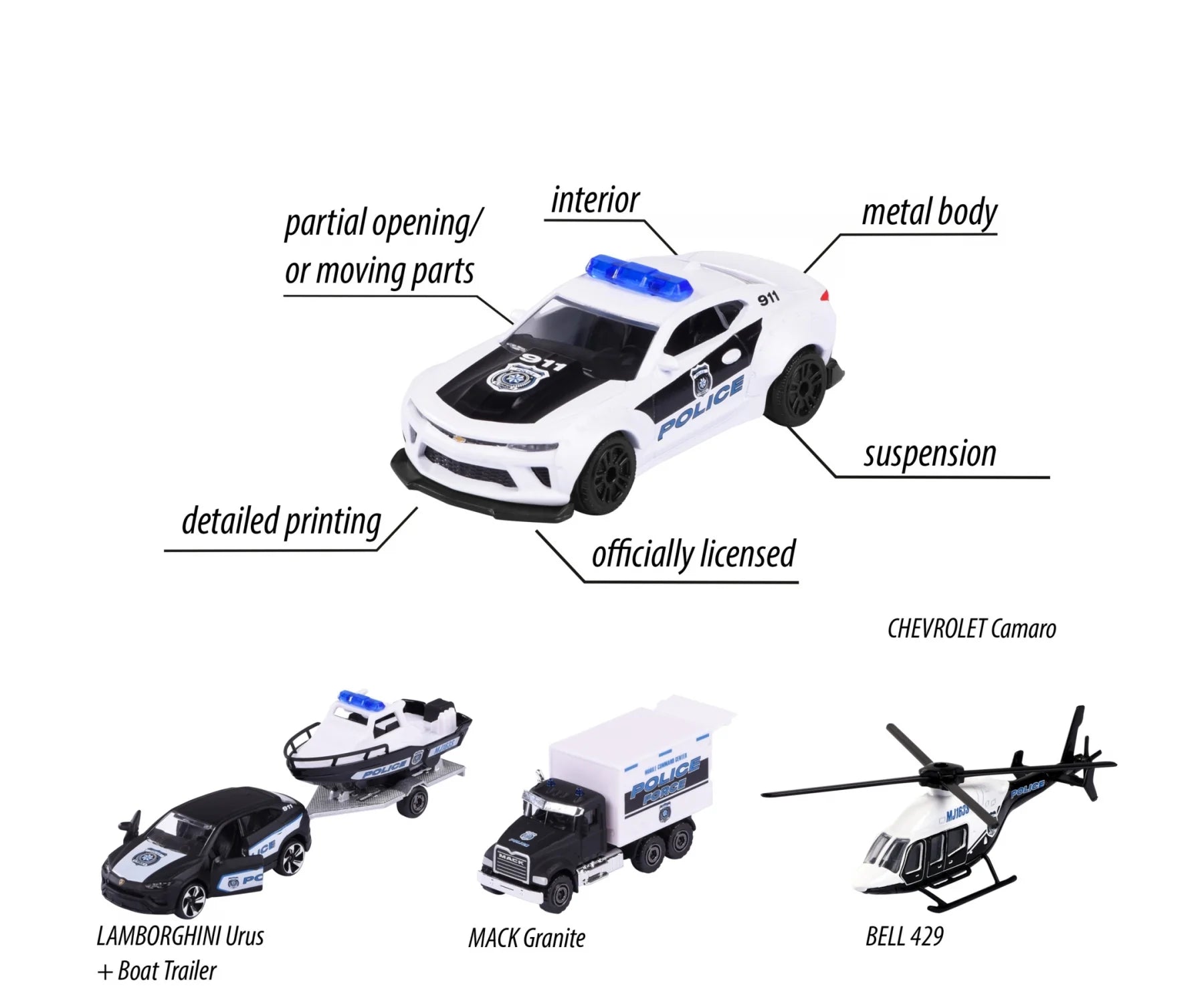 Majorette Police Force 5 Vehicles Giftpack Licensed Diecast Cars
