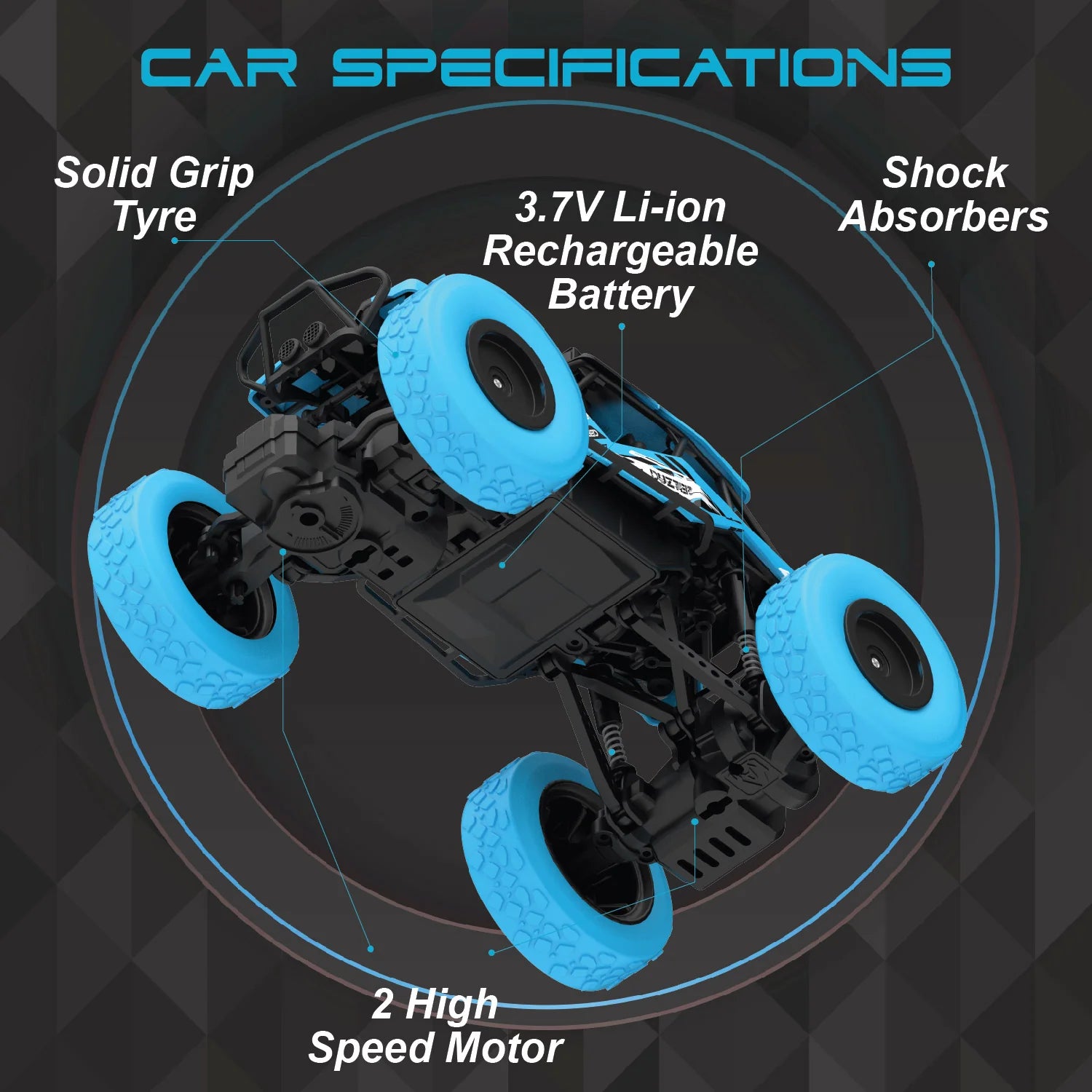 DUZTER 4.0- Remote Control Car Big Size Rock Crawler, High-Speed 2WD Remote Control Car, Multicolor