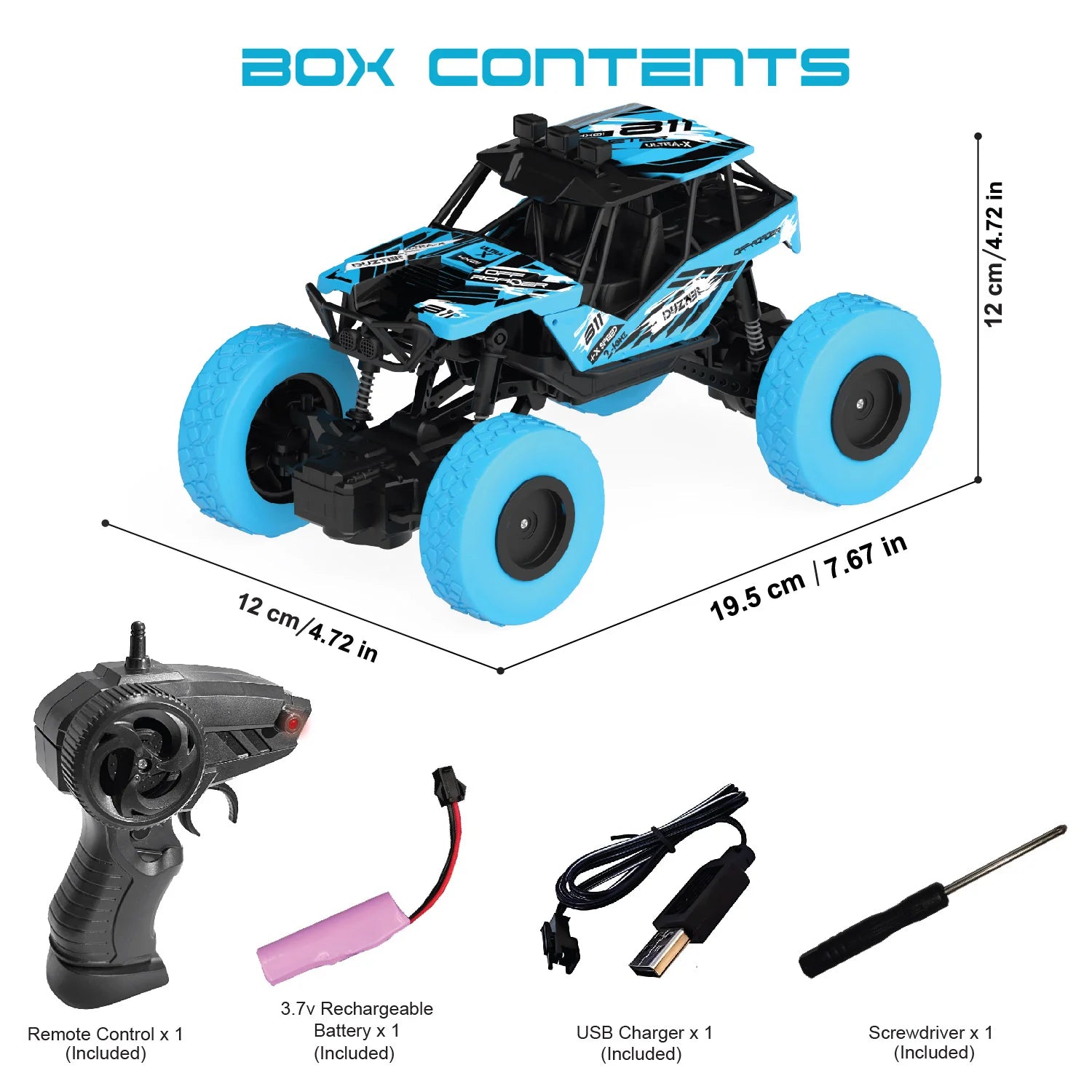 DUZTER 4.0- Remote Control Car Big Size Rock Crawler, High-Speed 2WD Remote Control Car, Multicolor