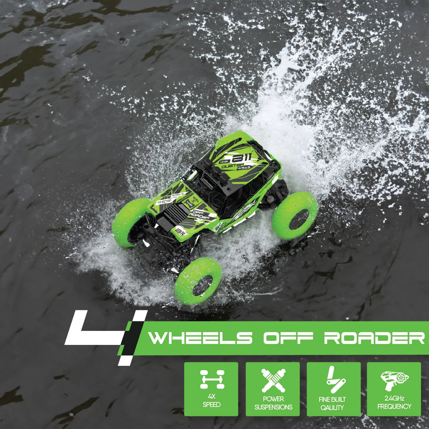 DUZTER 4.0- Remote Control Car Big Size Rock Crawler, High-Speed 2WD Remote Control Car, Multicolor