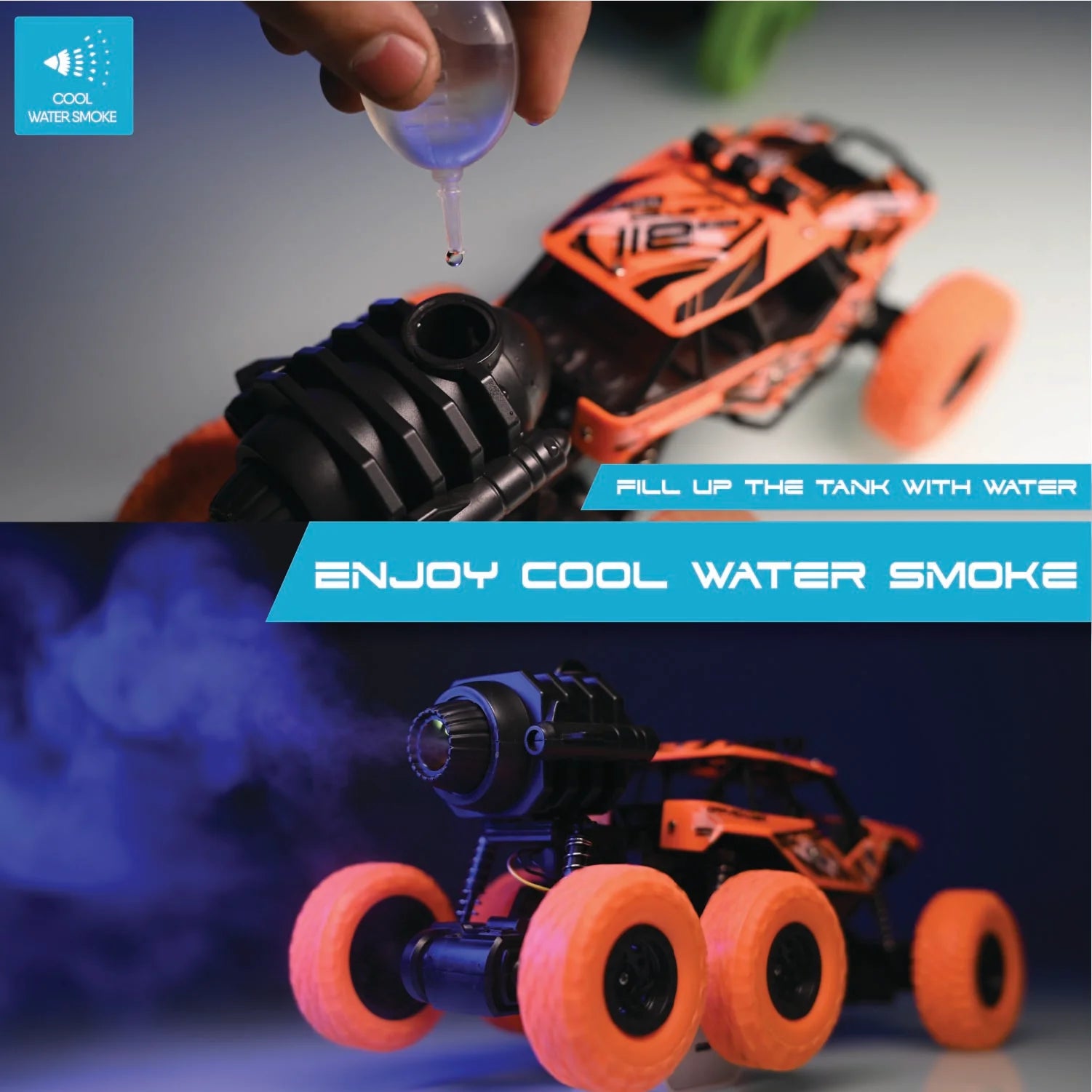 DUZTER - Smoker 6.0 THE OFF ROADER - 4WD RC Car with Cool Water Smoke Features - Multi Color