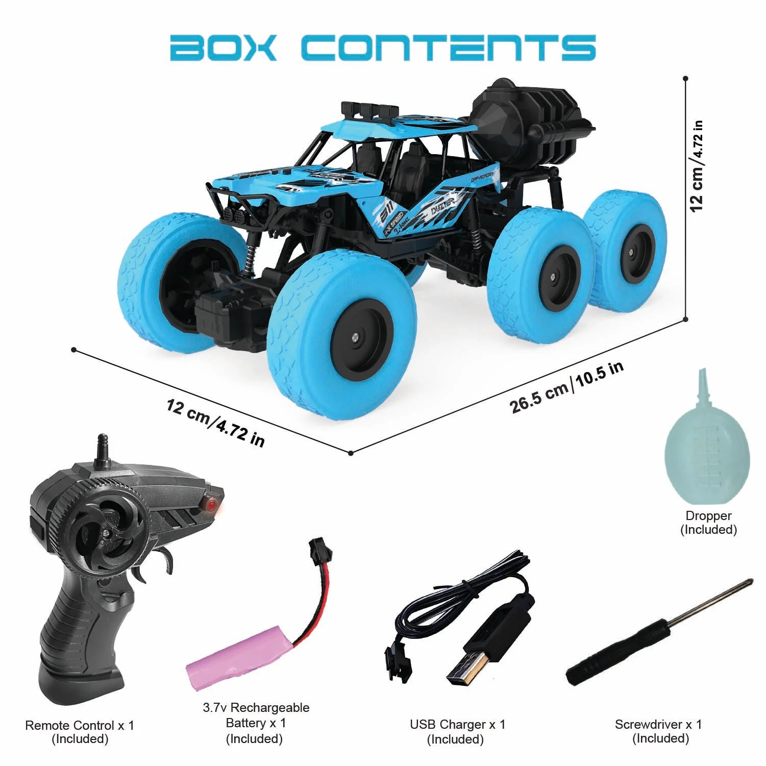 DUZTER - Smoker 6.0 THE OFF ROADER - 4WD RC Car with Cool Water Smoke Features - Multi Color