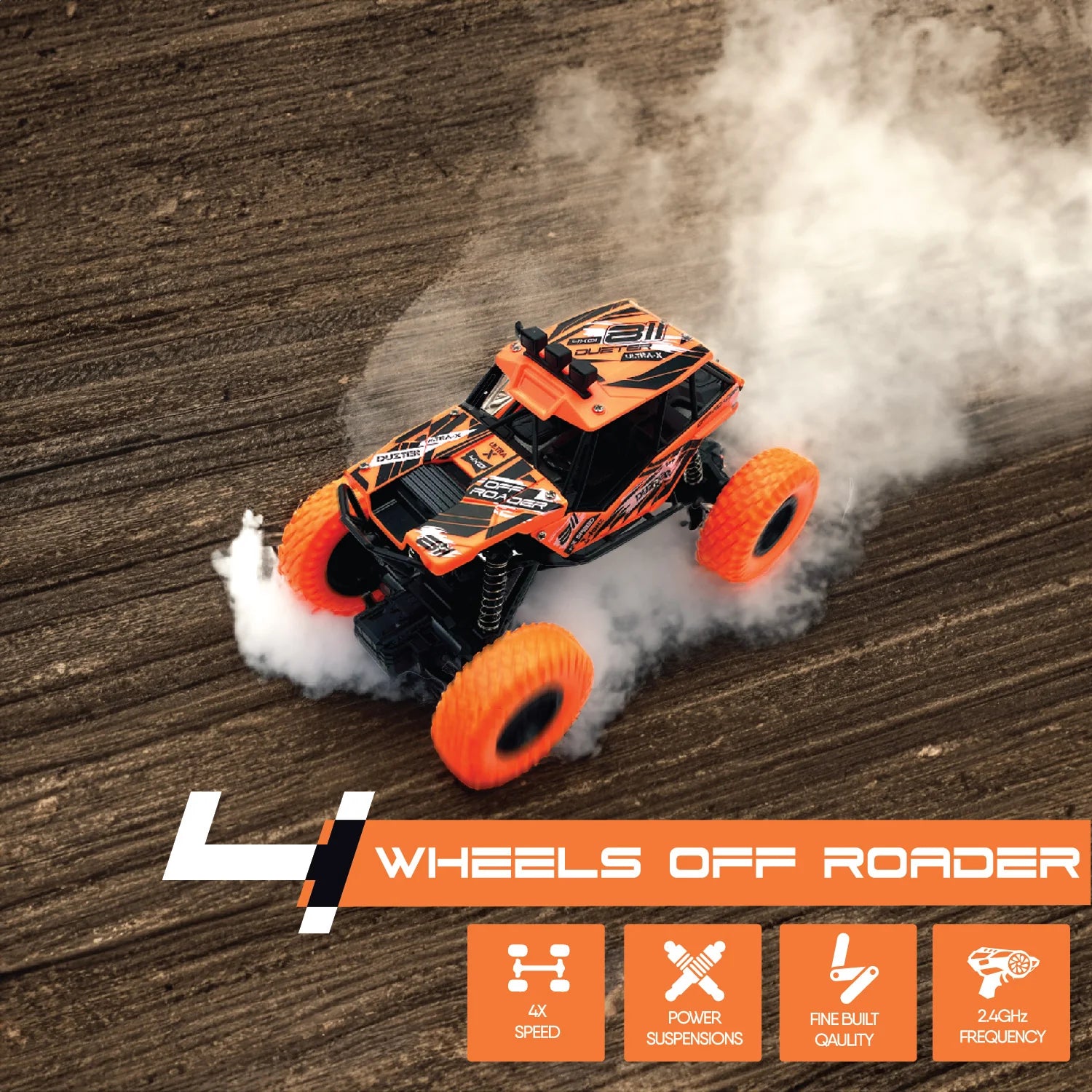 DUZTER 4.0- Remote Control Car Big Size Rock Crawler, High-Speed 2WD Remote Control Car, Multicolor