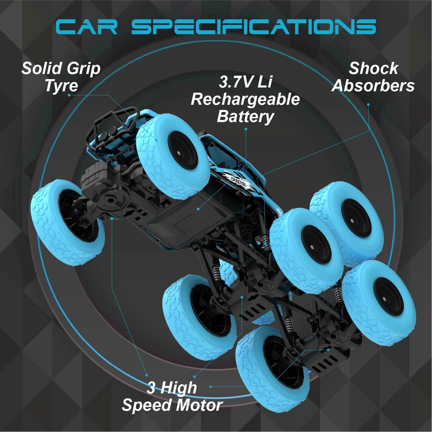 DUZTER - Villey 8.0 THE OFF ROADER - 4WD RC Car Cool Stunts Remote Control Car, Multicolor