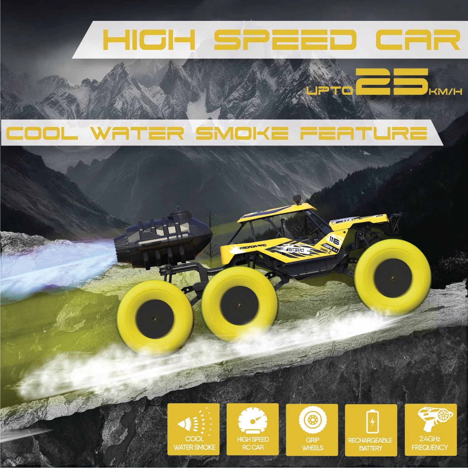 DUZTER - Smoker 6.0 THE OFF ROADER - 4WD RC Car with Cool Water Smoke Features - Multi Color