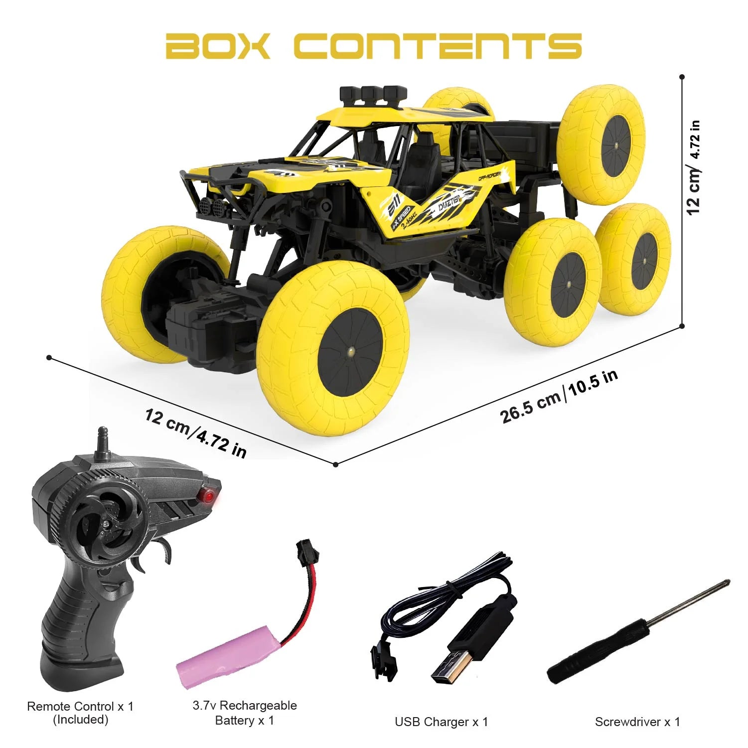 DUZTER - Villey 8.0 THE OFF ROADER - 4WD RC Car Cool Stunts Remote Control Car, Multicolor