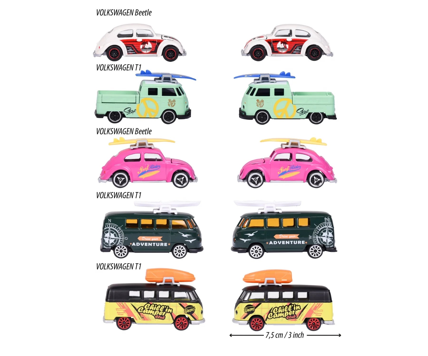 Majorette Volkswagen The Originals Series 5 Car Giftpack Licensed Diecast Cars