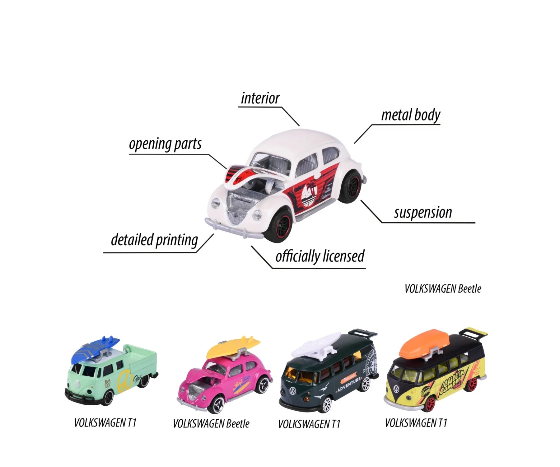 Majorette Volkswagen The Originals Series 5 Car Giftpack Licensed Diecast Cars